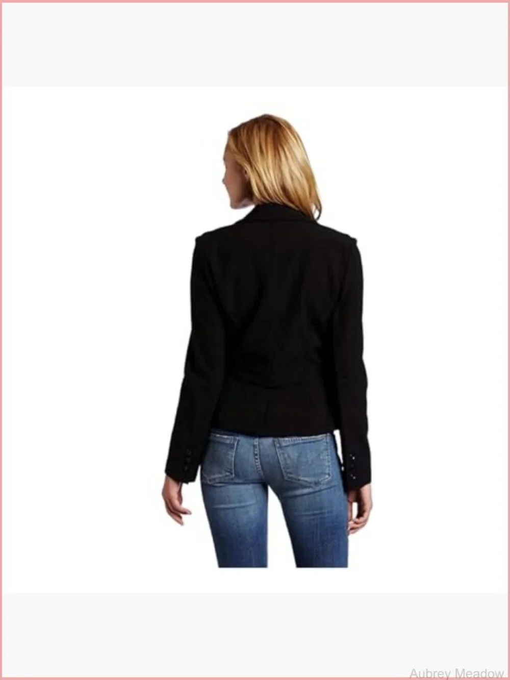 Womens Long Sleeve Button Welt Blazer Suit Jacket Notch Collar Slim Fit Work